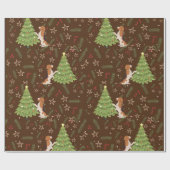 Kerstbomen & Beagle Hondenpatroon op maat Cadeaupapier (Vlak)