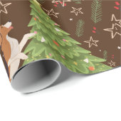 Kerstbomen & Beagle Hondenpatroon op maat Cadeaupapier (Rol Hoek)