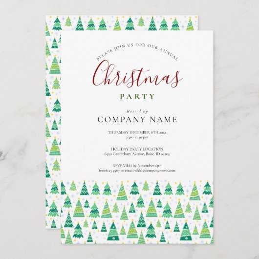 Kerstbomen Bedrijfs Kerstfeest Kaart (Voorkant / Achterkant)