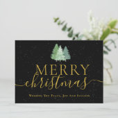 Kerstbomen Bedrijfslogo Gouden Script Feestdagenkaart (Staand voorkant)