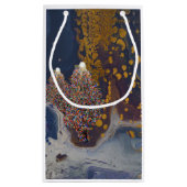 Kerstbomen bij nacht klein cadeauzakje (Achterkant)