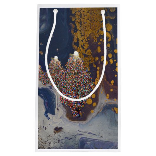 Kerstbomen bij nacht klein cadeauzakje (Voorkant)