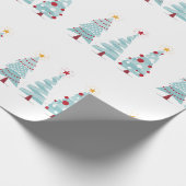 Kerstbomen blauw cadeaupapier (Hoek)