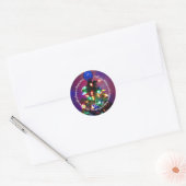 Kerstbomen blauw Wereldbol van het nieuwjaarsjaar Ronde Sticker (Envelop)