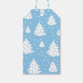 Kerstbomen Blauw wit patroon Cadeaulabel (Voorkant)
