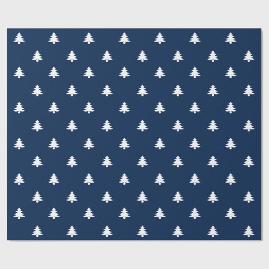 kerstbomen blauw wit patroon schattig geschenk cadeaupapier (Vlak)
