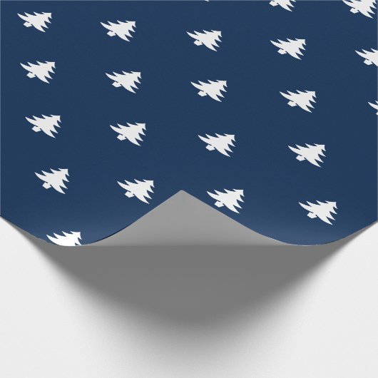 kerstbomen blauw wit patroon schattig geschenk cadeaupapier (Hoek)