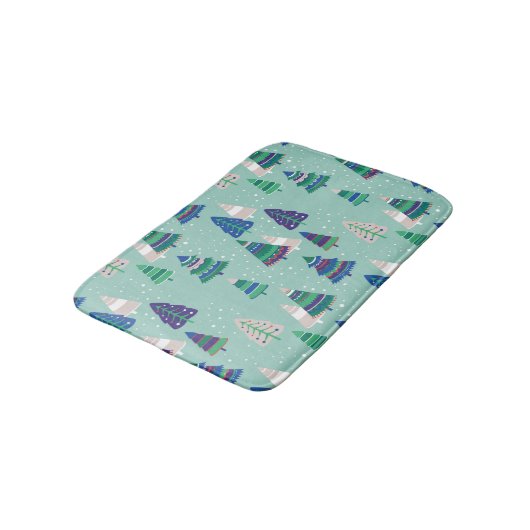 Kerstbomen, blauwe achtergrond badmat (Gekanteld)