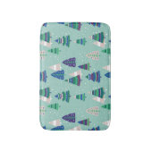 Kerstbomen, blauwe achtergrond badmat (Voorkant Verticaal)