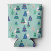 Kerstbomen, blauwe achtergrond blikjeskoeler (Voorkant)