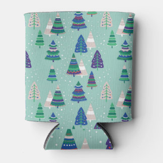 Kerstbomen, blauwe achtergrond blikjeskoeler