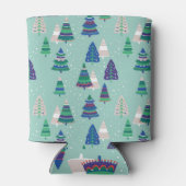 Kerstbomen, blauwe achtergrond blikjeskoeler (Achterkant)