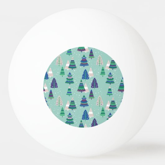 Kerstbomen, blauwe achtergrond pingpongbal (Voorkant)