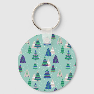 Kerstbomen, blauwe achtergrond sleutelhanger