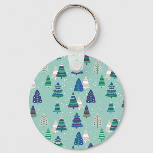 Kerstbomen, blauwe achtergrond sleutelhanger (Voorkant)