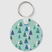 Kerstbomen, blauwe achtergrond sleutelhanger (Achterkant)
