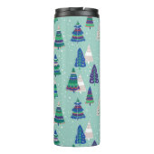 Kerstbomen, blauwe achtergrond thermosbeker (Achterkant)
