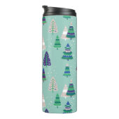 Kerstbomen, blauwe achtergrond thermosbeker (Geroteerd rechts)