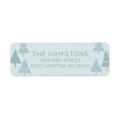 Kerstbomen Blauwe Return Address Label (Voorkant)