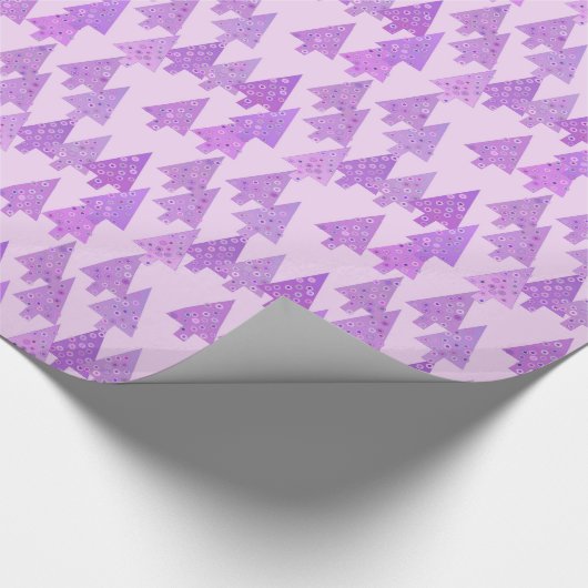 kerstbomen, bloemen, moderne lavenderdruk cadeaupapier (Hoek)