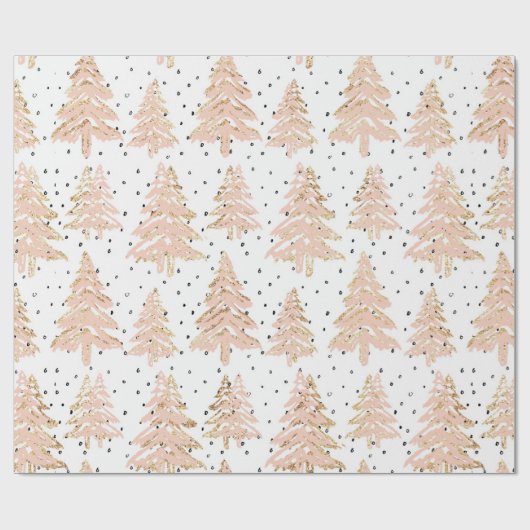 Kerstbomen Blush Vakantie Wrapping Papier (Vlak)