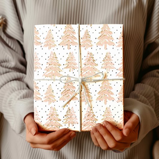Kerstbomen Blush Vakantie Wrapping Papier