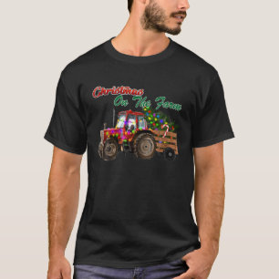 Kerstbomen Boerderij Red Tractor op de F T-shirt