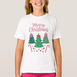 Kerstbomen Boog Candy Cane Stars Schattig Kerstmis T-shirt
