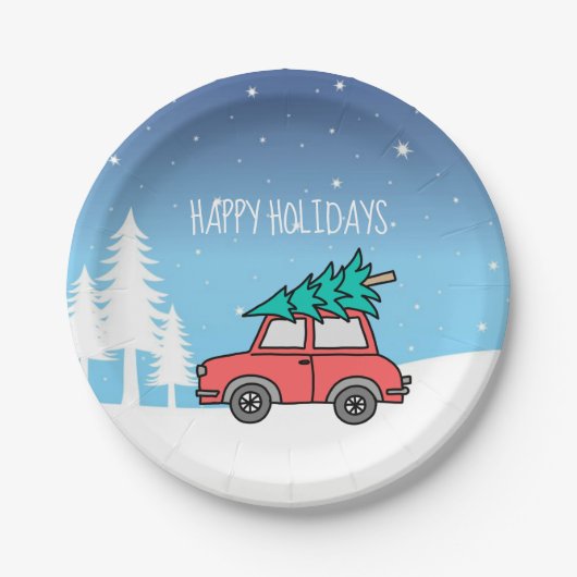 Kerstbomen Bord 7 inch Vakantie papier (Voorkant)