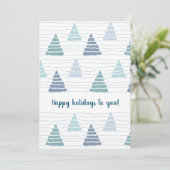 Kerstbomen bos met subtiele kralen slingers feestdagenkaart (Staand voorkant)