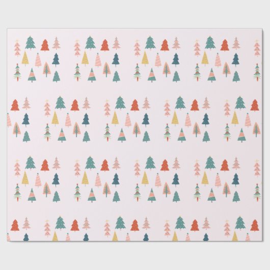 Kerstbomen bos minimalistische Advent Cadeaupapier (Vlak)