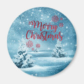 kerstbomen, bos, prettige kerst magneet (Voorkant)