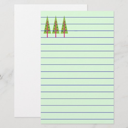 kerstbomen briefpapier (Voorkant / Achterkant)
