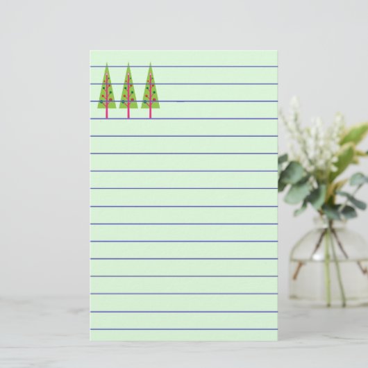 kerstbomen briefpapier (Staand voorkant)