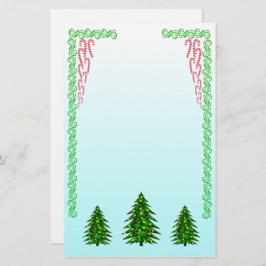 kerstbomen briefpapier (Voorkant / Achterkant)