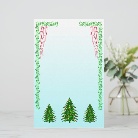 kerstbomen briefpapier (Staand voorkant)