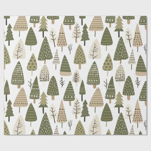 Kerstbomen bruin en groen cadeaupapier (Vlak)
