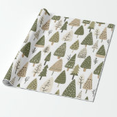 Kerstbomen bruin en groen cadeaupapier (Uitgerold)