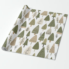 Kerstbomen bruin en groen cadeaupapier
