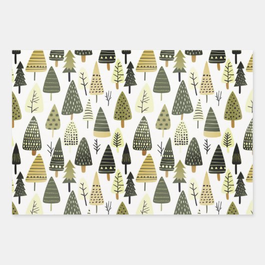 Kerstbomen bruin en groen inpakpapier vel (Voorkant 3)