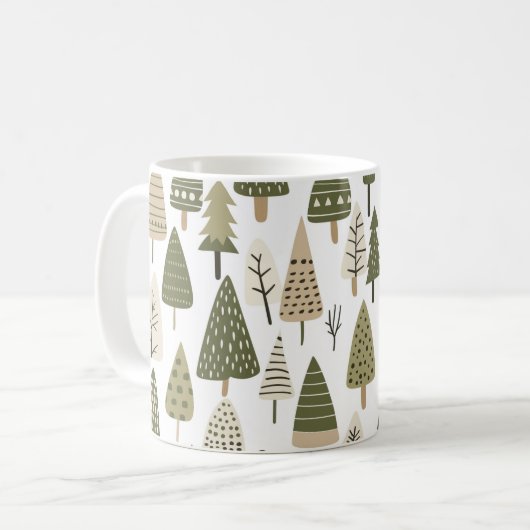 Kerstbomen bruin en groen koffiemok (Voorkant links)