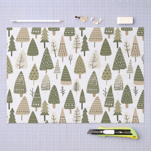 Kerstbomen bruin en groen tissuepapier (Craft)