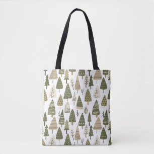 Kerstbomen bruin en groen tote bag