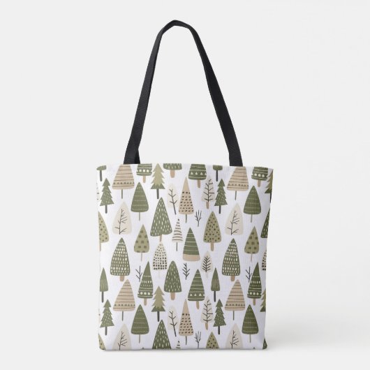 Kerstbomen bruin en groen tote bag (Achterkant)