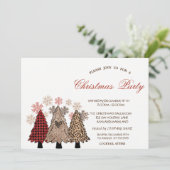 Kerstbomen Buffalo Plaid Bedrijfsfeest Kaart (Staand voorkant)