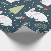 Kerstbomen & Bunnies Vakantie Bunny Rustiek Cadeaupapier (Hoek)