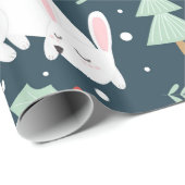 Kerstbomen & Bunnies Vakantie Bunny Rustiek Cadeaupapier (Rol Hoek)