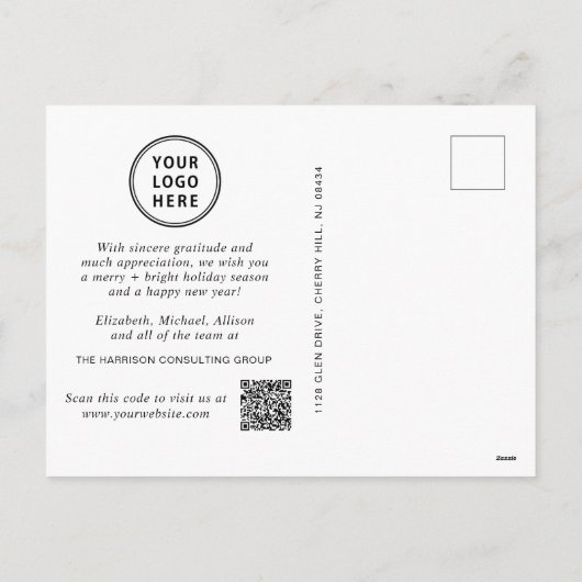 Kerstbomen Business QR Code Logo Corporate Feestdagenkaart (Achterkant)