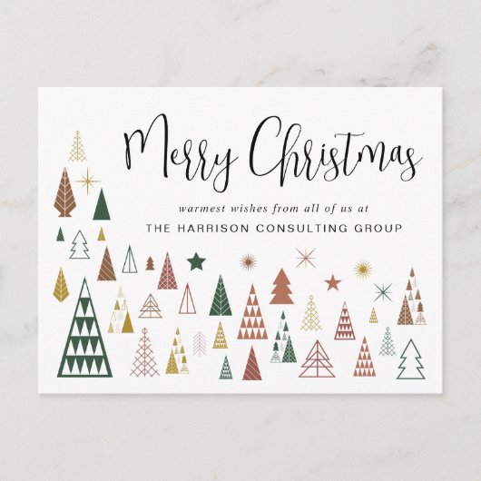 Kerstbomen Business QR Code Logo Corporate Feestdagenkaart (Voorkant)