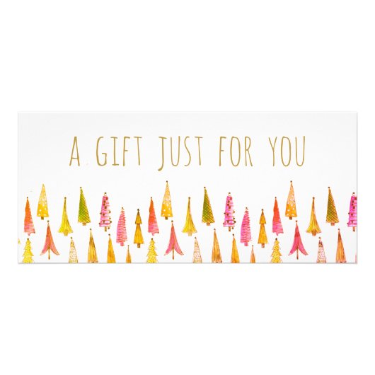 kerstbomen cadeaubon voor feestdagen reclamekaart (Voorkant)